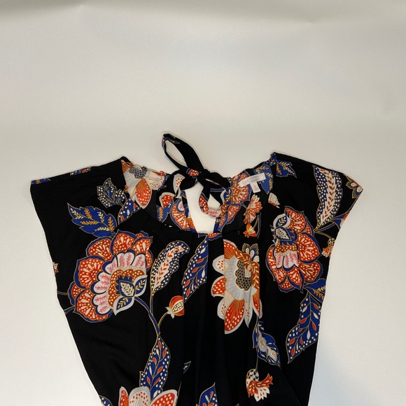 Lauren Conrad Summer Floral Black Dress Belted Bow Tie Up Size Small - Picture 5 of 13